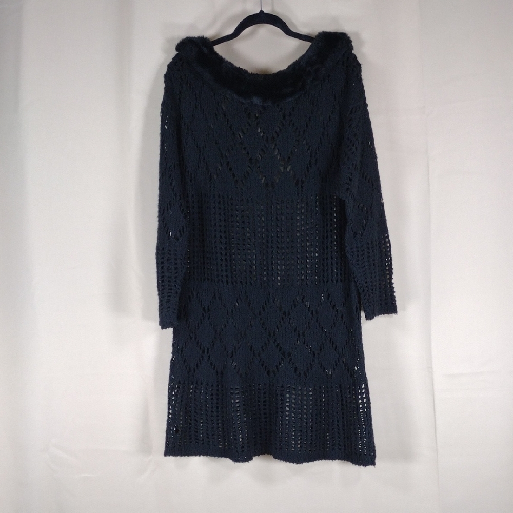 Mitika Women’s Large Black Lace Dress Vintage 90s Wool Elegant Night Preppy